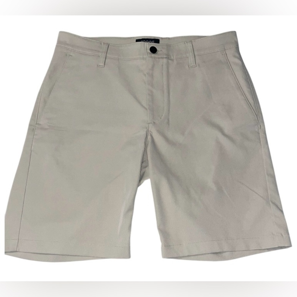 Men's PROOF Nomad Performance Chino 7" Shorts Zipper Pocket Sand Color Size 32